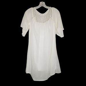 Bailey Blue White Cold Shoulder Mini Dress Flowy Sheer Romantic Coquette XL